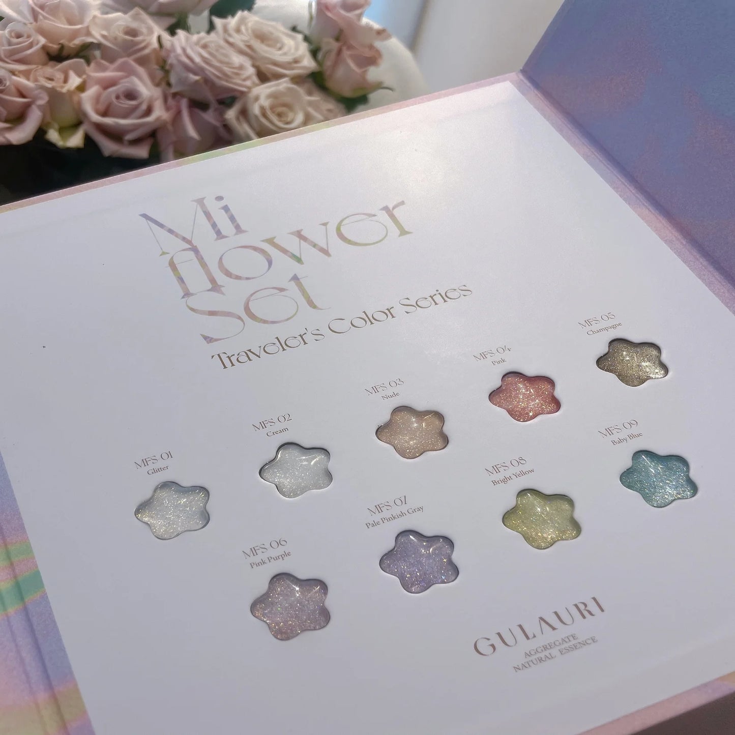 Gulauri Mi Flower Collection set of 9 Reflective Glitter Gel Polish