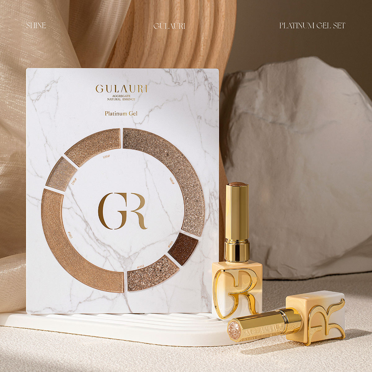 Gulauri Platinum Gel Set 6 Colors UV Nail Gel Diamond Shining Glitter